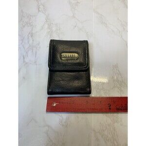 STEFANO VINTAGE SMALL BLACK LEATHER GOLD LOGO Crossbody Wallet No Strap